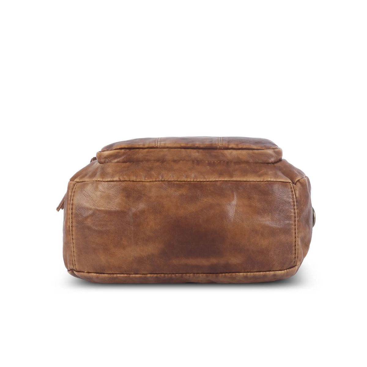Vintage Washed PU Front-Pocket Satchel Bag