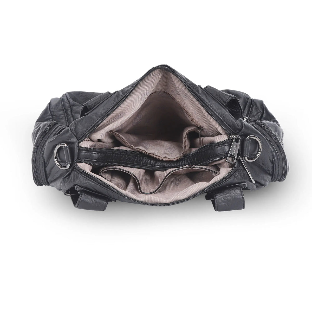 Moto Multi-Zip Shoulder Bag with Wide Handles