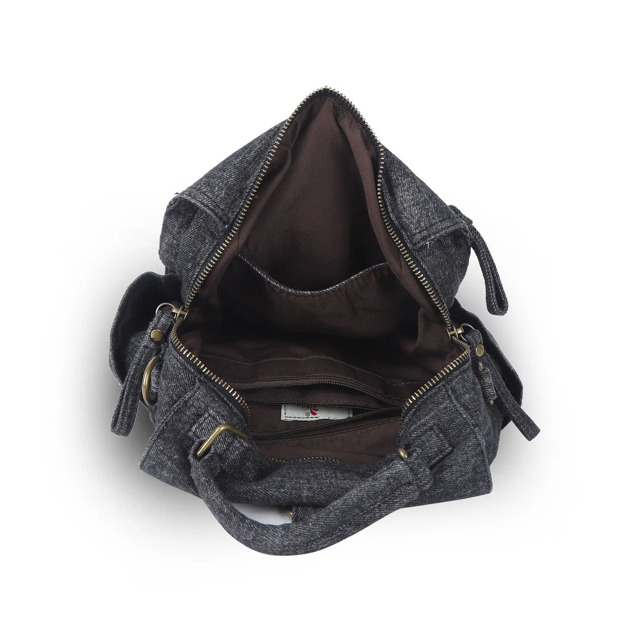 Convertible Denim Twin-Pocket Backpack
