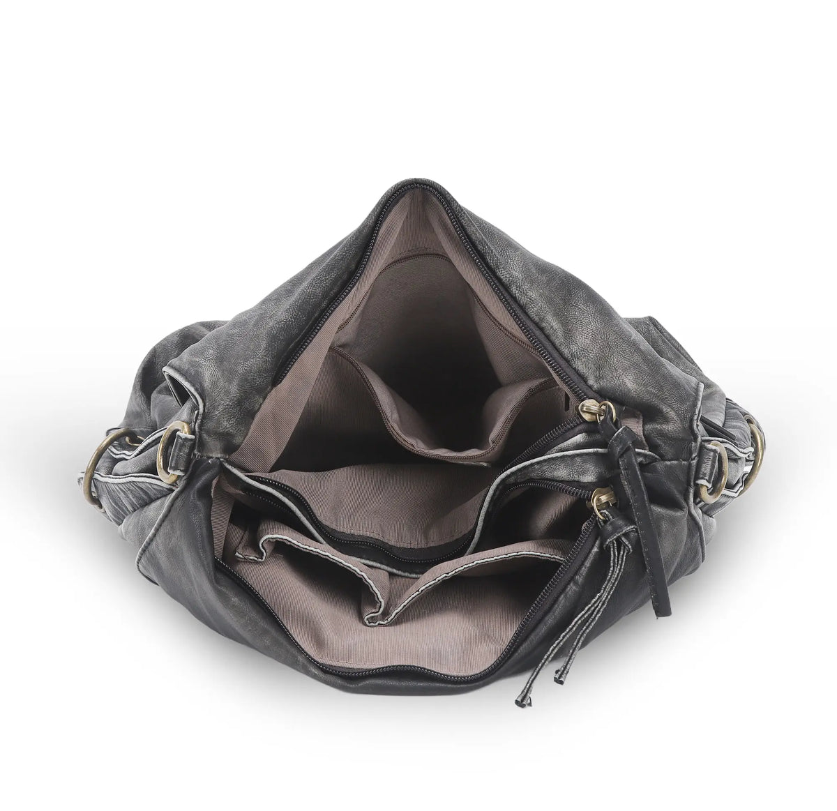 Utility Multi-Pocket PU Hobo Shoulder Bag