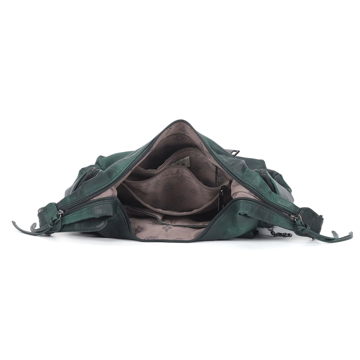 Shoulder Bag – Vintage Crescent with Flower Zip Charms
