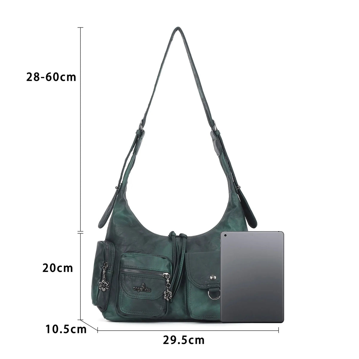 Shoulder Bag – Vintage Crescent with Flower Zip Charms
