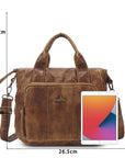 Vintage Washed PU Front-Pocket Satchel Bag