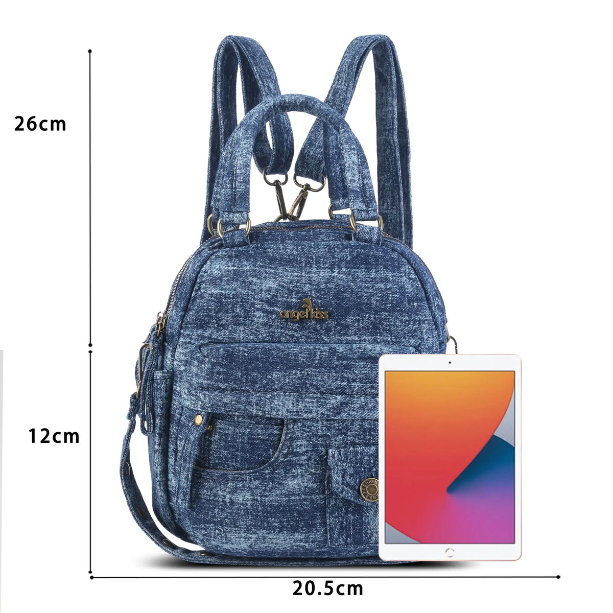 Convertible Denim Mini Backpack Purse