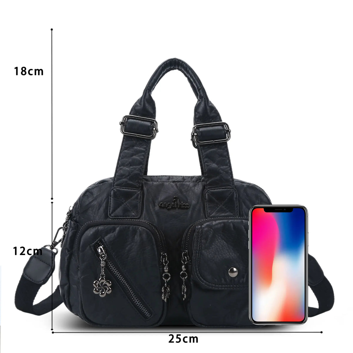 Vintage Multi-Pocket Twin-Handle Satchel Tote Bag