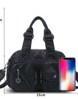 Vintage Multi-Pocket Twin-Handle Satchel Tote Bag