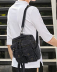Convertible Denim Twin-Pocket Backpack