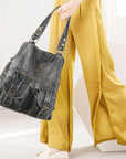 Utility Multi-Pocket PU Hobo Shoulder Bag