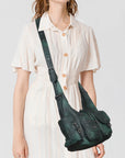 Shoulder Bag – Vintage Crescent with Flower Zip Charms