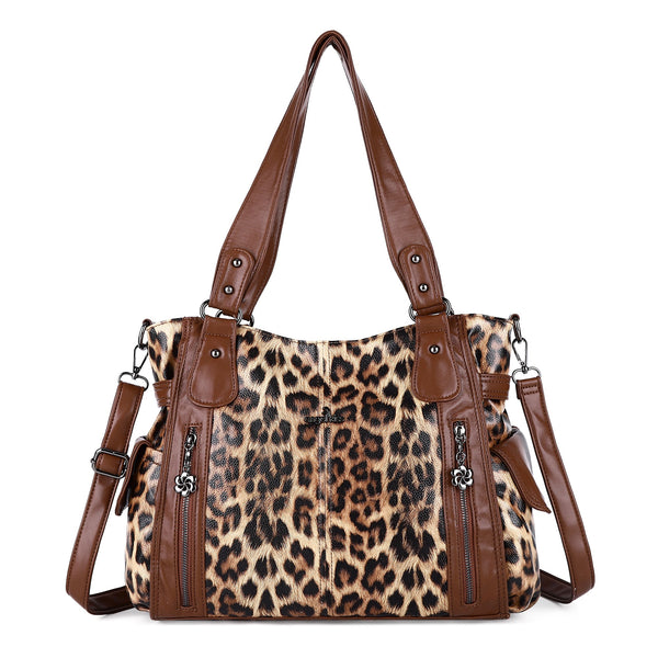 Leopard Print Shopper Shoulder Bag with Detachable Strap