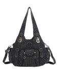 Vintage Y2K Studded Multi-Pocket Hobo Shoulder Bag