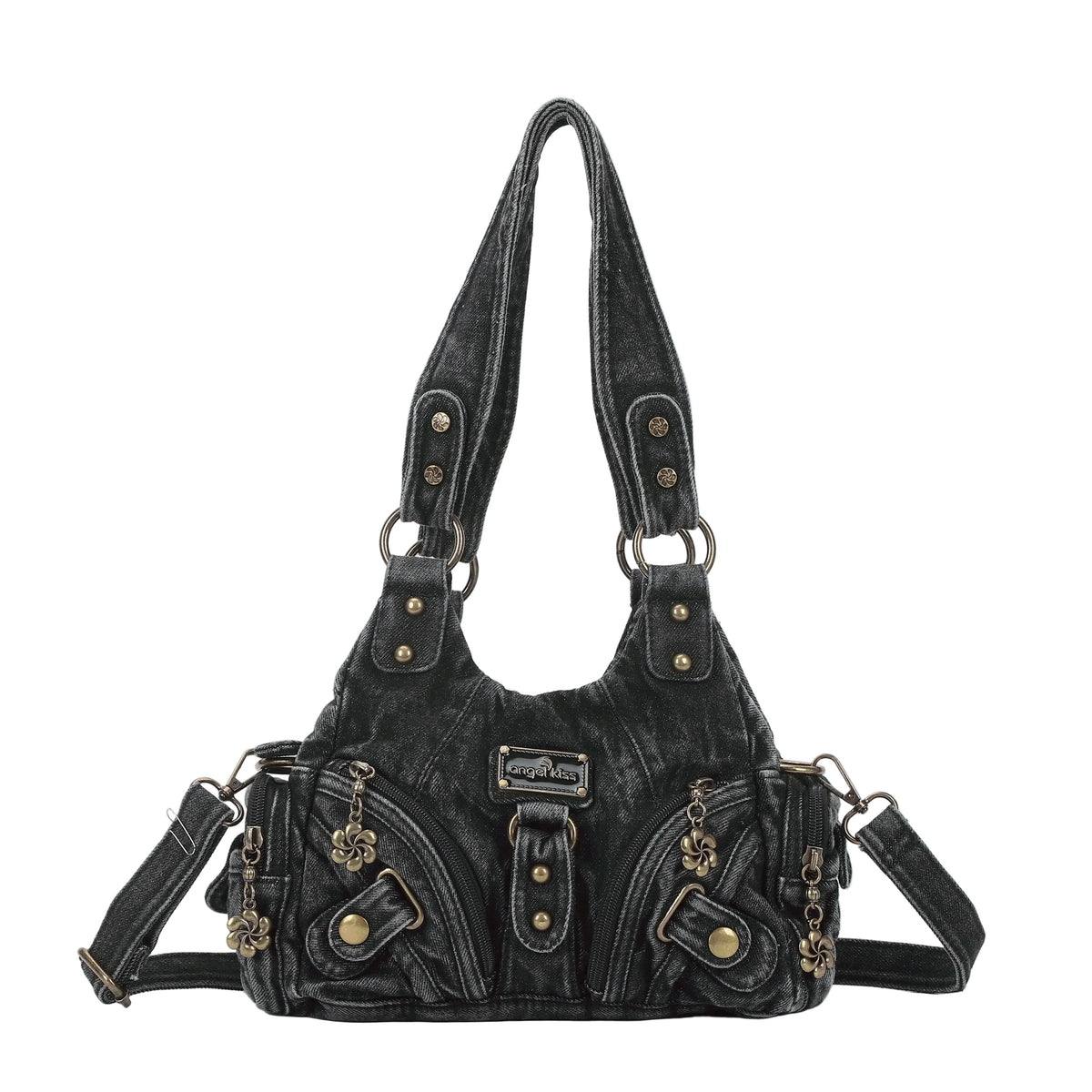 Moto Multi-Pocket Shoulder Bag with Leopard-Print Panels