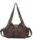 Vintage Moto Studded Multi-Pocket Hobo Shoulder Bag