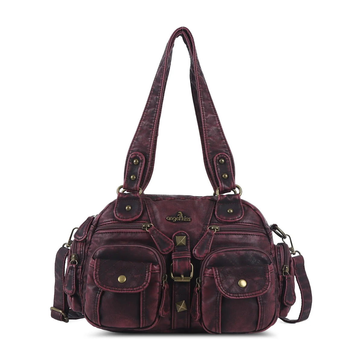 Washed Utility Multi-Pocket Shoulder Bag