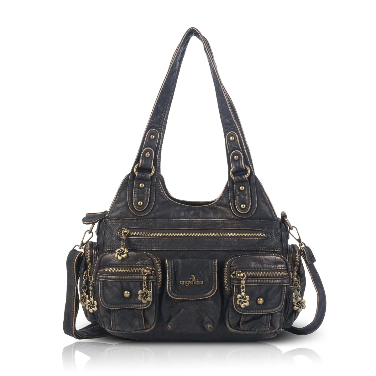 Retro Utility Multi-Pocket PU Leather Crossbody Bag