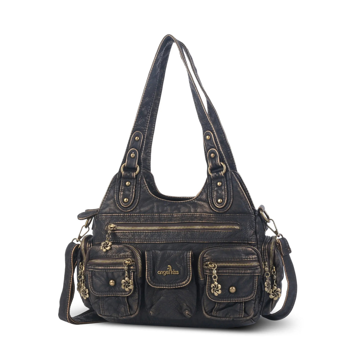 Retro Utility Multi-Pocket PU Leather Crossbody Bag