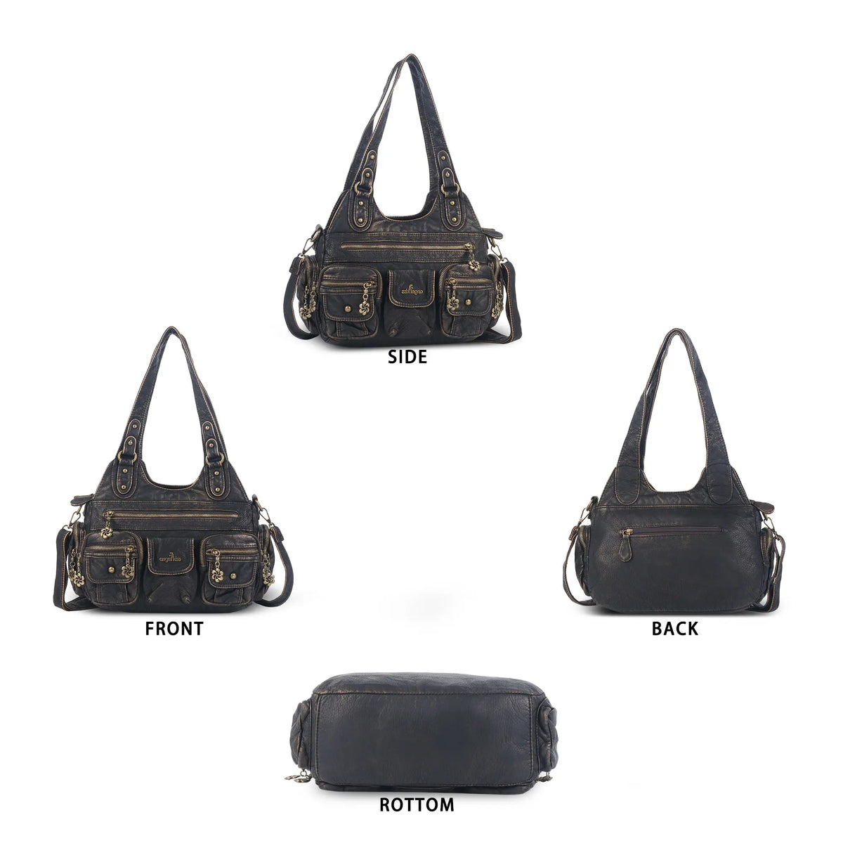 Retro Utility Multi-Pocket PU Leather Crossbody Bag