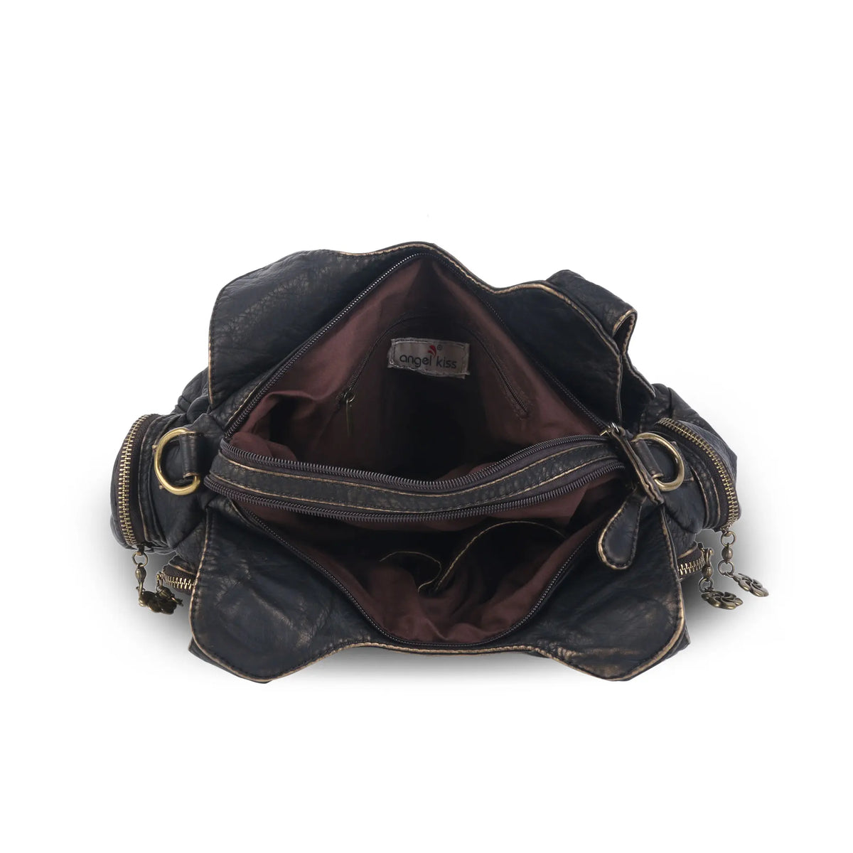 Retro Utility Multi-Pocket PU Leather Crossbody Bag