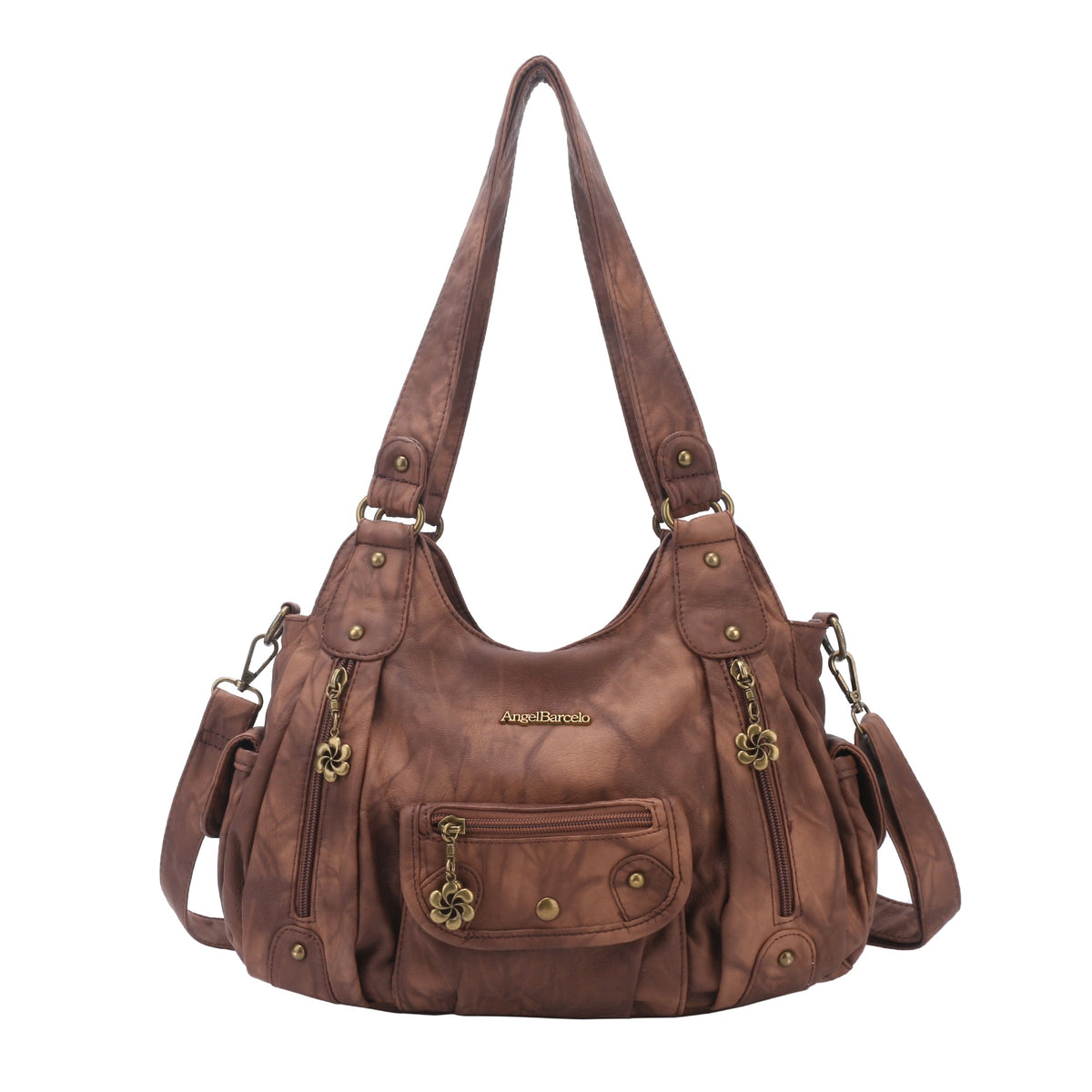 PU leather women's shoulder bag with tie-dye wash water-Angelkiss Bag