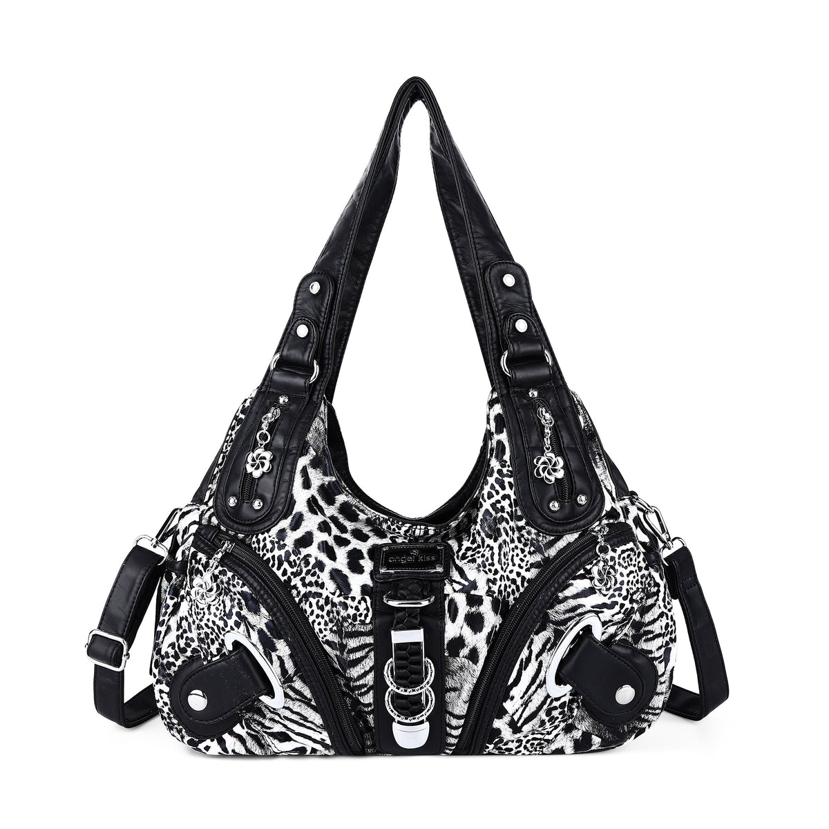 Hobo Leopard print Shoulder  Handbag-Angelkiss Bag