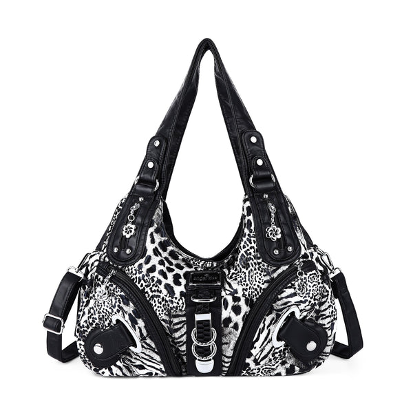 Leopard Multi-Pocket Hobo Shoulder Bag