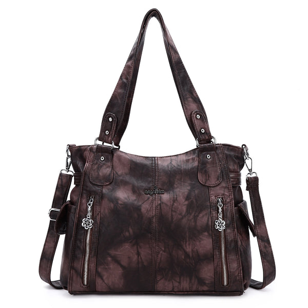 Tie-Dye Front-Zip Shopper Shoulder Bag