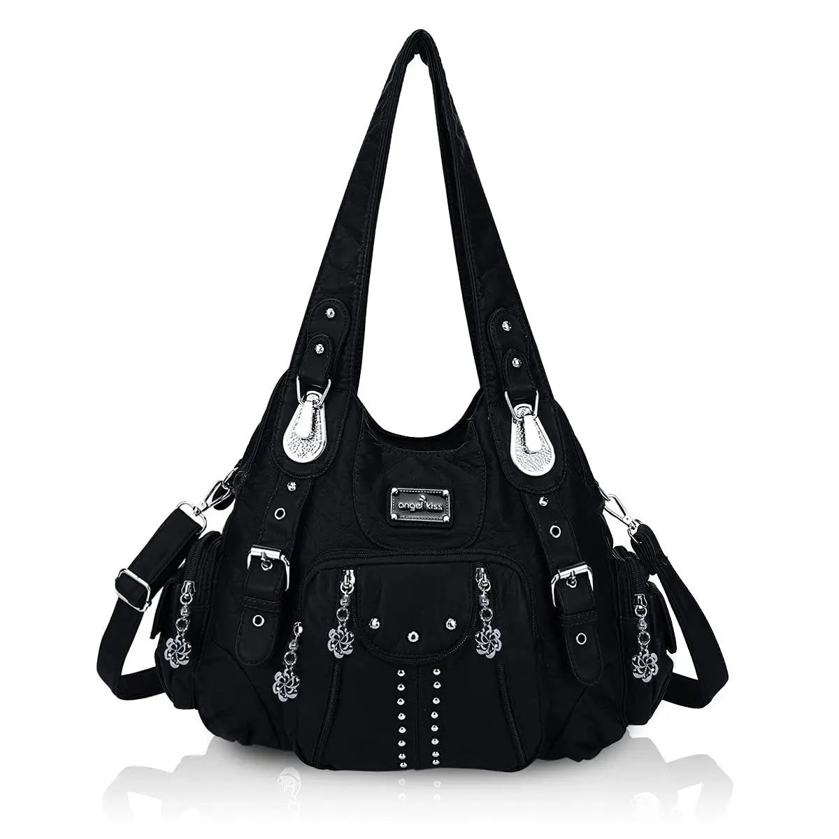 Vintage Y2K Studded Multi-Pocket Hobo Shoulder Bag