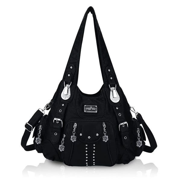 Vintage Y2K Studded Multi-Pocket Hobo Shoulder Bag