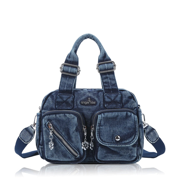 Vintage Multi-Pocket Twin-Handle Satchel Tote Bag