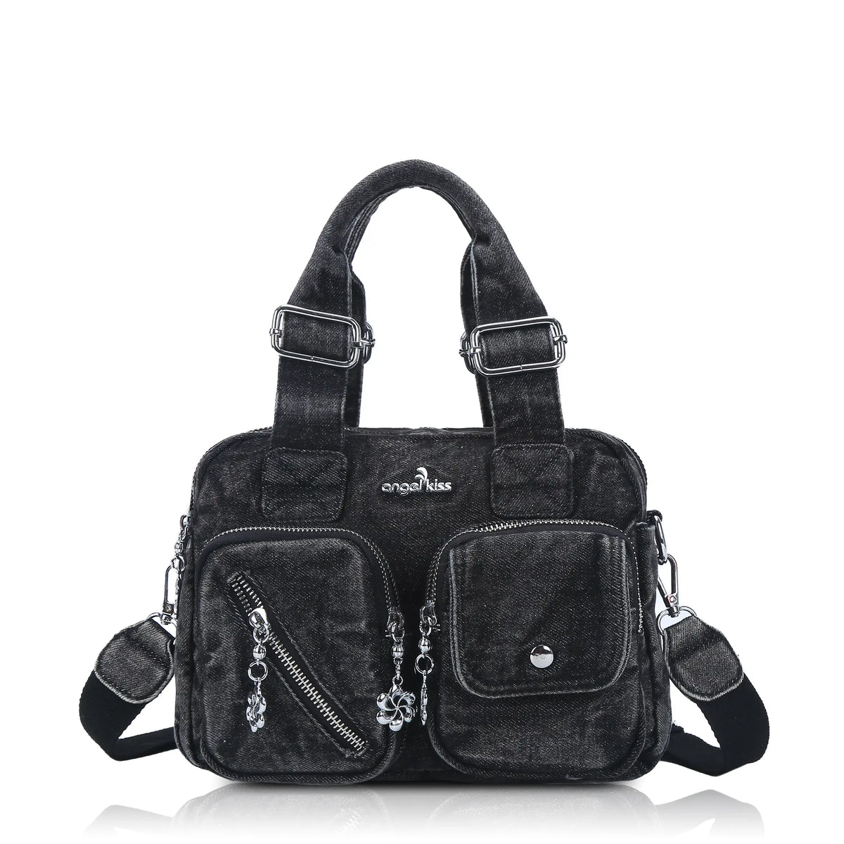 Vintage Multi-Pocket Twin-Handle Satchel Tote Bag