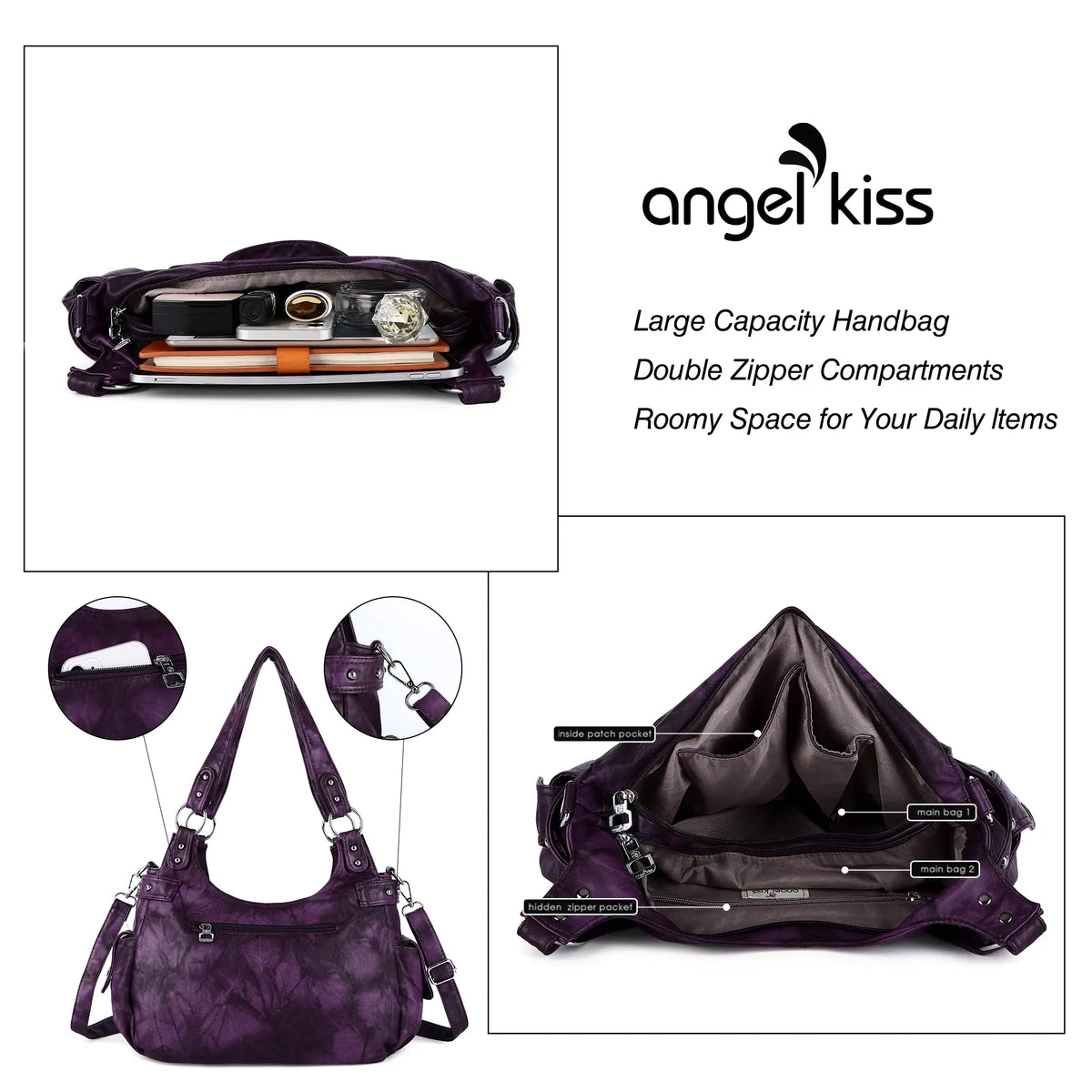 Tie-Dye Multi-Pocket Moto Shoulder Bag