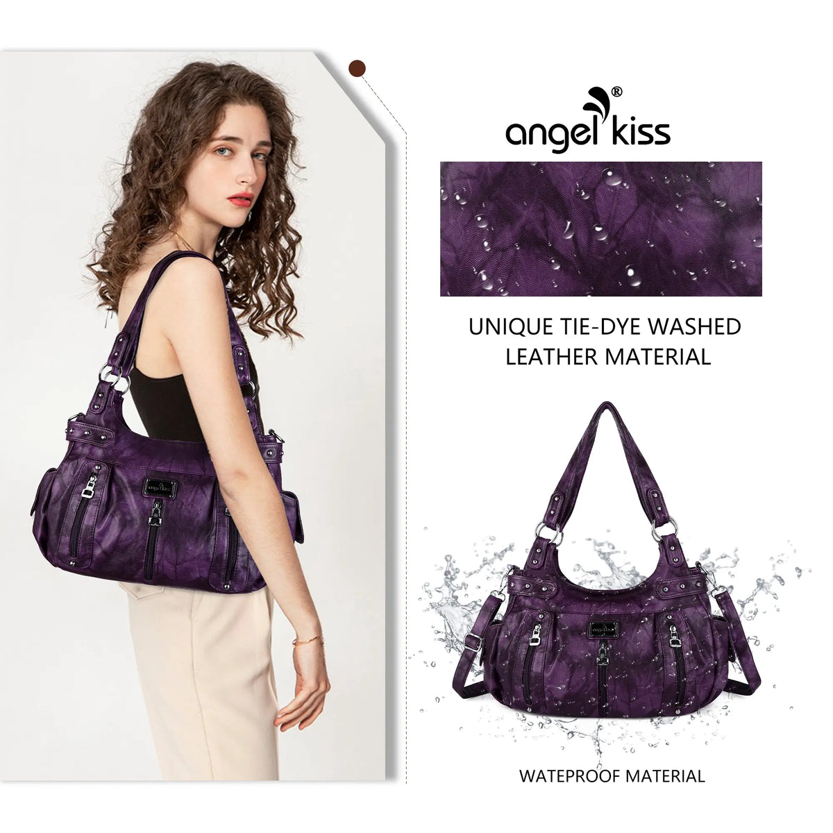 Tie-Dye Multi-Pocket Moto Shoulder Bag