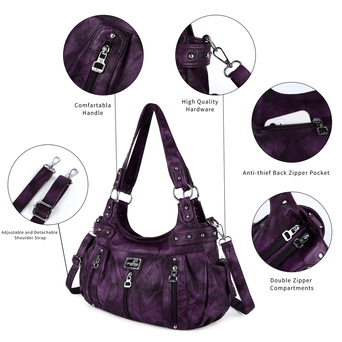Tie-Dye Multi-Pocket Moto Shoulder Bag