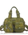 Vintage Multi-Pocket Twin-Handle Satchel Tote Bag
