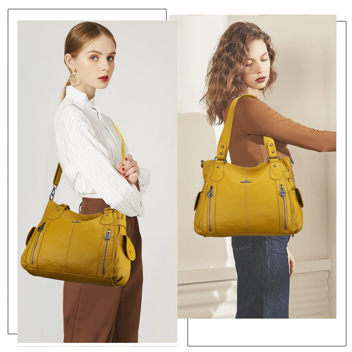 Angel Kiss Ladies roomy  washed handbag-Angelkiss Bag
