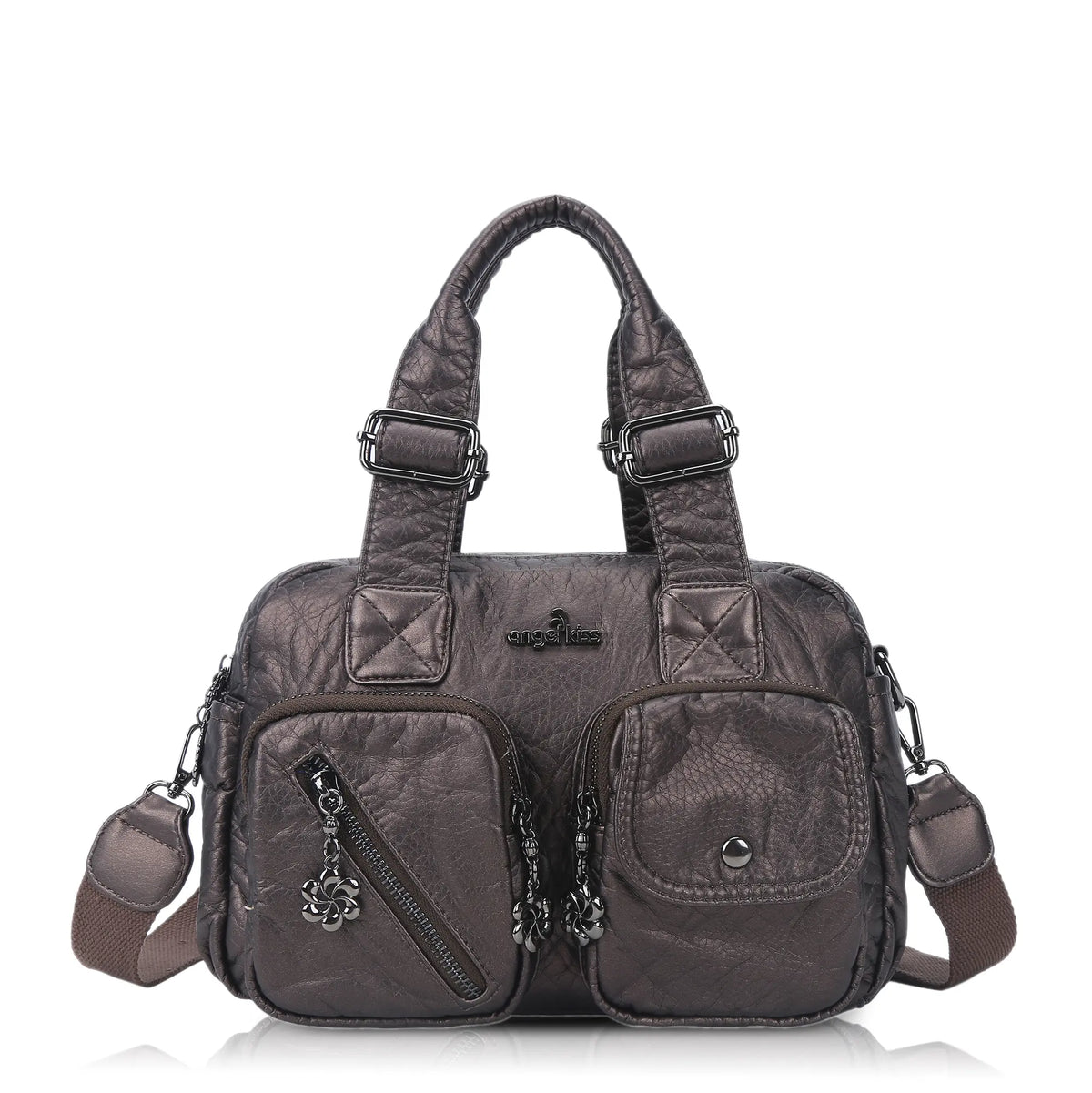 Vintage Multi-Pocket Twin-Handle Satchel Tote Bag