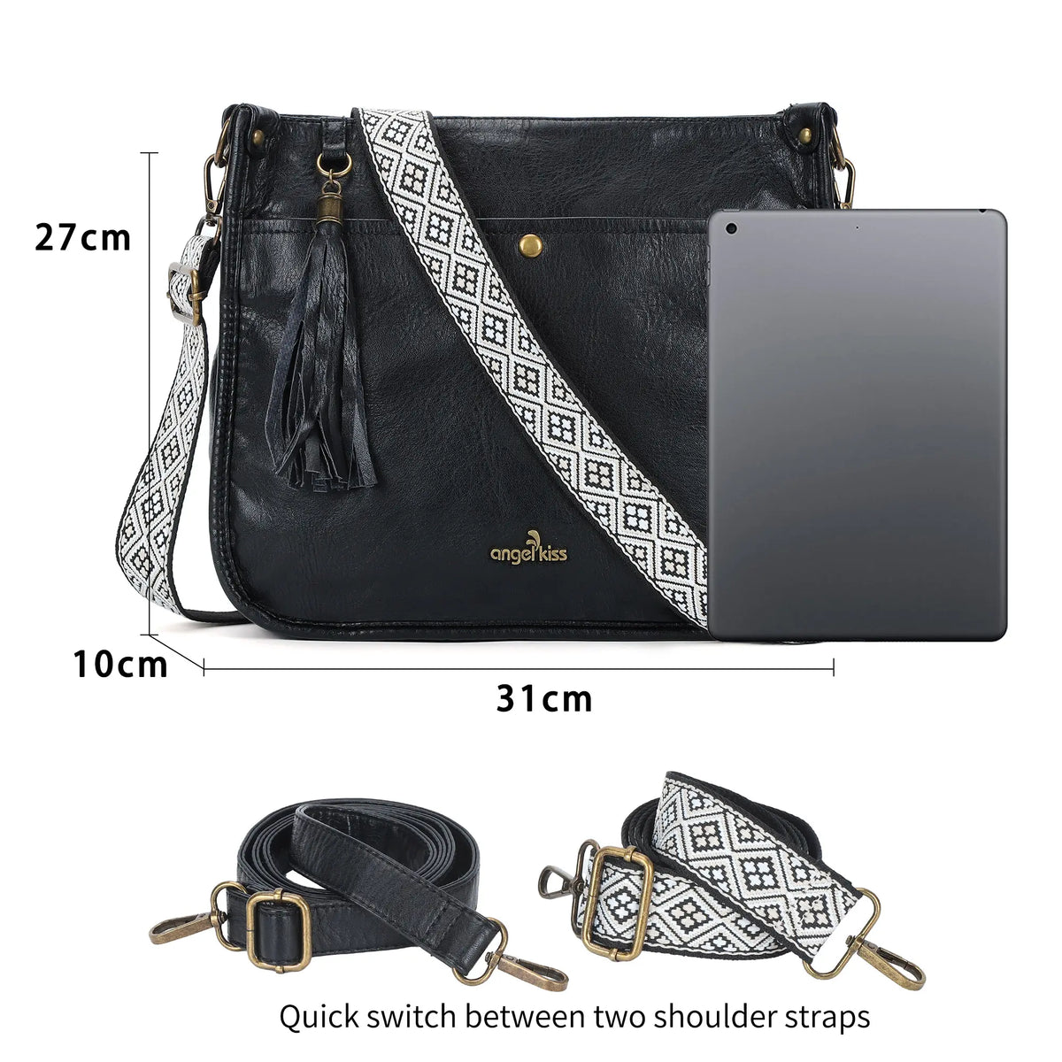 Boho Woven-Strap Tassel Shoulder &amp; Crossbody Bag