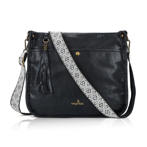 Boho Woven-Strap Tassel Shoulder & Crossbody Bag