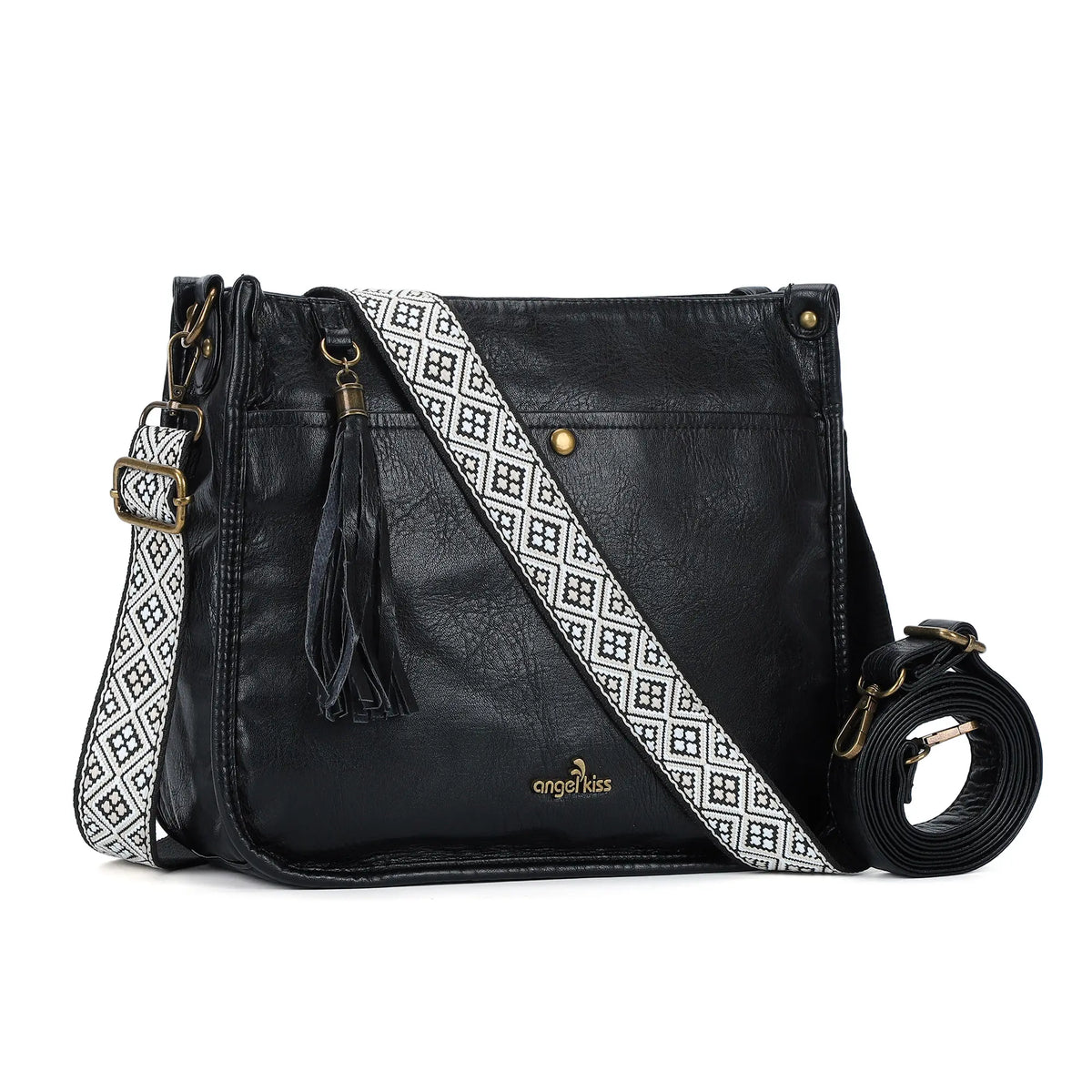 Boho Woven-Strap Tassel Shoulder &amp; Crossbody Bag