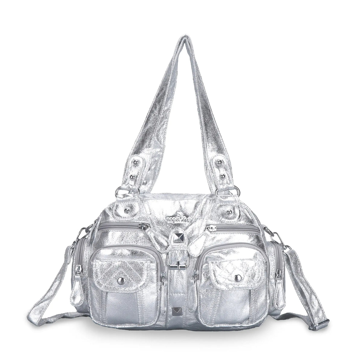 Washed Utility Multi-Pocket Shoulder Bag