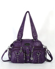Biker Studded Multi-Pocket Satchel Shoulder Bag