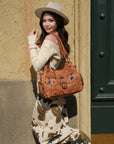Y2K Washed Multi-Pocket Crescent Hobo Bag