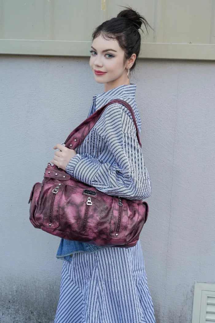 Tie-Dye Multi-Pocket Moto Shoulder Bag