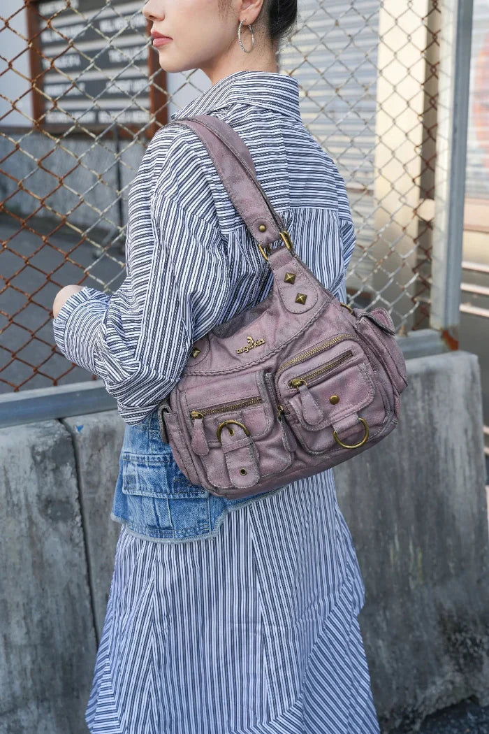 Vintage Y2K Utility Multi-Pocket Hobo Shoulder Bag
