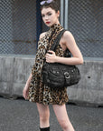 Y2K Washed Multi-Pocket Crescent Hobo Bag