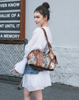 Vintage-Inspired Patchwork Leopard-Print Hobo Shoulder Bag