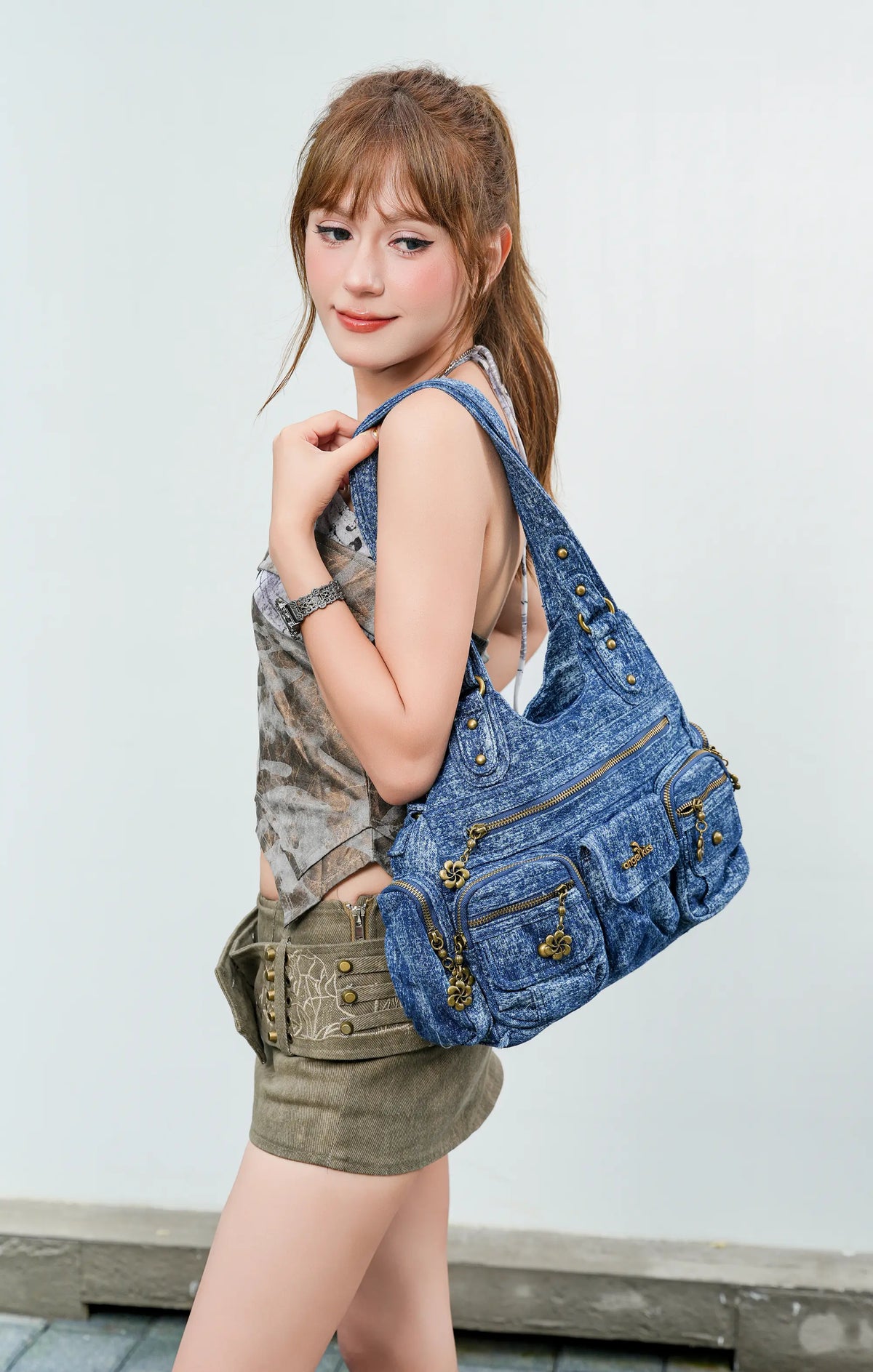 Retro Utility Multi-Pocket PU Leather Crossbody Bag