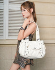 Utility-Inspired Multi-Pocket PU Tote Bag