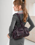 Vintage Multi-Pocket PU Bowling Shoulder Bag