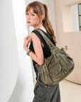 Vintage Multi-Pocket Crescent Hobo Bag